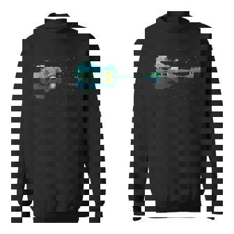 Guitar Lake Reflections Night Sky And Moon Guitar Sweatshirt - Thegiftio
