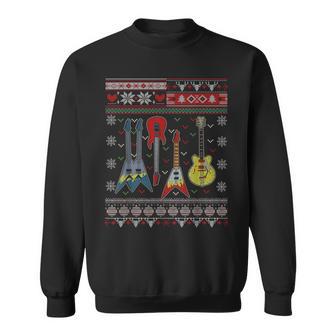 Guitars Musicians Ugly Christmas Sweater Santa Sweatshirt | Seseable UK