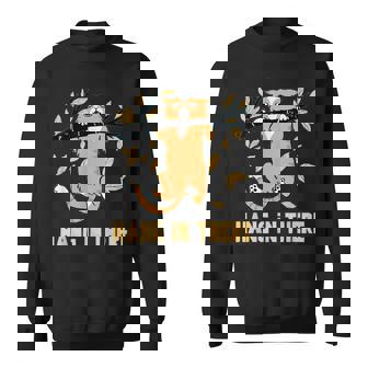 Hang In There Pet Cat Hanging From Tree Branch Sweatshirt - Monsterry