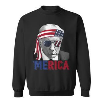 Happy 4Th Of July 'Merica Trump American Flag Usa Sweatshirt - Monsterry CA