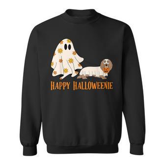 Happy Halloweenie Ghost Dachshund Dressed As Ghost Halloween Sweatshirt - Thegiftio UK