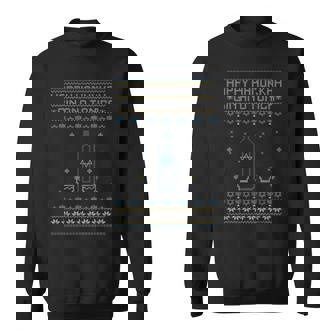 Happy Hanukkah Gin And Tonica Jewish Ugly Christmas Sweater Sweatshirt - Thegiftio UK