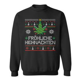 Happy Highnachten Ugly Christmas Hemp Marijuana Sweatshirt - Geschenkecke