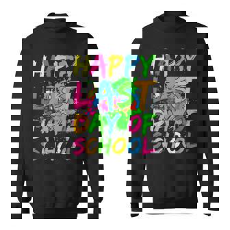 Happy Last Day Of School Paint Splatter Effect Glow Kids Sweatshirt - Monsterry