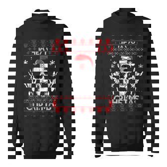 Heavy Christmas Devil Horns Skull Santa Hat Ugly Sweater Sweatshirt - Thegiftio UK