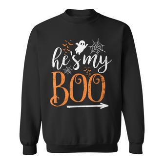 He's Is My Boo Halloween Costume Matching Couple Boo Ghost Sweatshirt - Monsterry