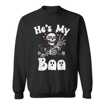 He's My Boo Matching Halloween Pajama Couples She's My Boo Sweatshirt - Monsterry