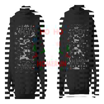 Ho Ho Homerun Baseball Ugly Christmas Sweater Party Hitter Sweatshirt - Monsterry