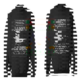 Honking Through The Snow Goose Ugly Christmas Sweater Sweatshirt - Thegiftio