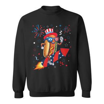 Hotdog 4Th Of July Patriotic Rocket And Fireworks Usa Flag Sweatshirt - Monsterry AU