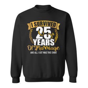 Ich Überlebte 25 Jahre Marriage Zum 25Th Wedding Anniversary Sweatshirt - Geschenkecke