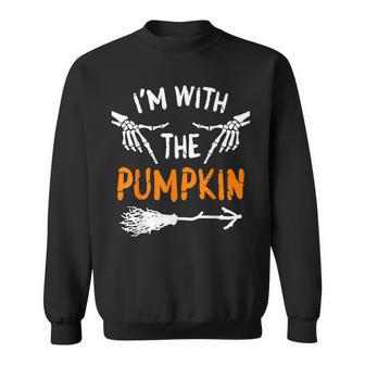 I'm With Pumpkin Halloween Costume Couples Matching Sweatshirt - Thegiftio UK