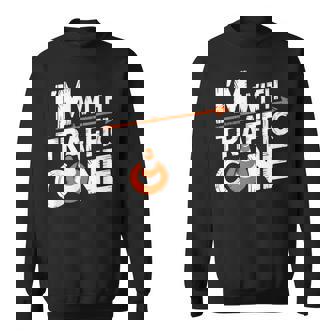 I'm With The Traffic Cone Costume Halloween Couple Sweatshirt - Thegiftio UK