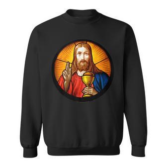 Jesus Holding Mass Last Supper Eucharist Holy Communion Sweatshirt - Monsterry UK