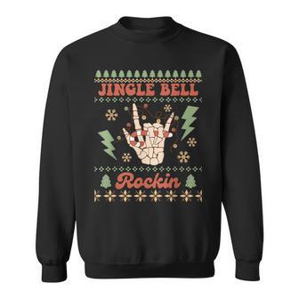 Jingle Bell Rockin Skeleton Hand Ugly Christmas Sweatshirt - Thegiftio UK