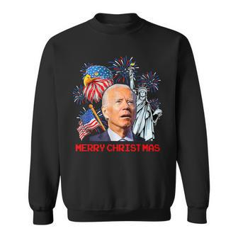 Joe Biden Confused Patriotic Merry Christmas For 4Th Of July Sweatshirt - Monsterry DE