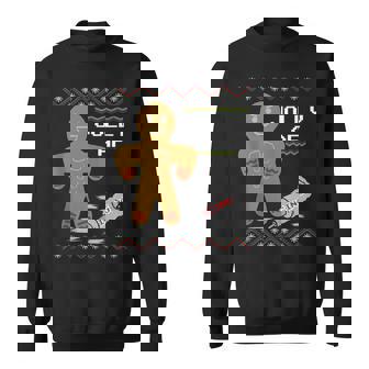 Jolly Af Gingerbread Man Body Builder Ugly Christmas Sweater Sweatshirt - Thegiftio