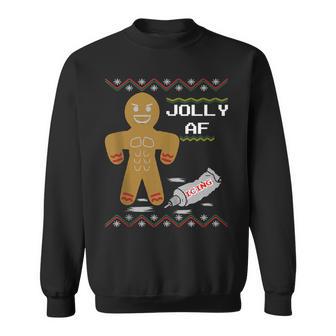 Jolly Af Gingerbread Man Body Builder Ugly Christmas Sweater Sweatshirt - Thegiftio UK