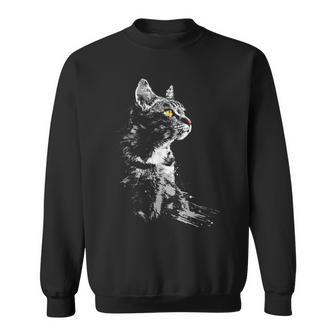 Katze Zeichnung Portrait Tierkunst Grafik Motiv Katze Sweatshirt - Seseable