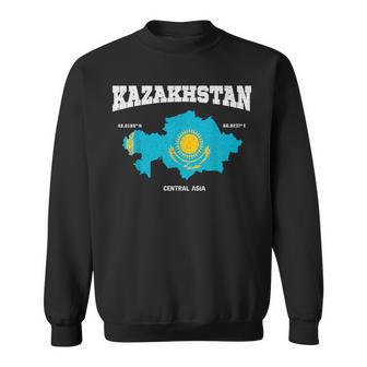 Kazakh Flag And Map Kazakhstan Coordinates Sweatshirt - Geschenkecke