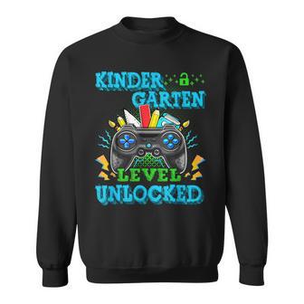 Kindergarten Level Unlocked Gamer First Day Of School Boys Sweatshirt - Thegiftio UK