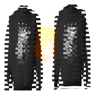 King Lion With Crown On Head Street Art King Of Jungle Sweatshirt - Monsterry