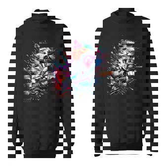 Kitty Cat Playing Guitar Rock Cat Heavy Metal Cat Music Cat Sweatshirt | Seseable UK