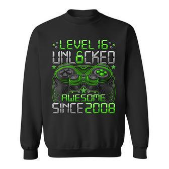 Level 16 Unlocked Awesome Since 2008 16Th Birthday Gaming Sweatshirt - Thegiftio UK