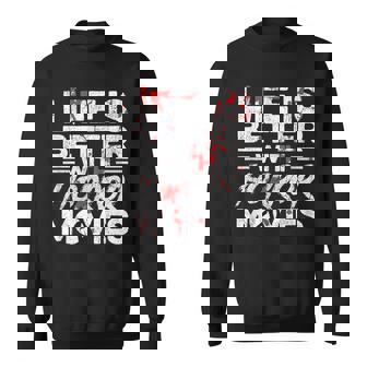 Life Is Better With Horror Movies Quote For A Halloween Nerd Sweatshirt - Thegiftio