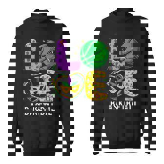 Love Basketball Ball Leopard Mardi Gras Fat Tuesday Parade Sweatshirt - Monsterry
