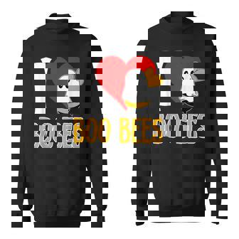 I Love Boo Bees Heart Cute Ghost Matching Couples Halloween Sweatshirt - Monsterry