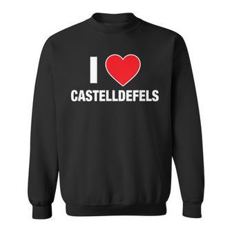 I Love Castelldefels Ciudad En España Con Red Love Heart Camisa de entrenamiento - Regaloses