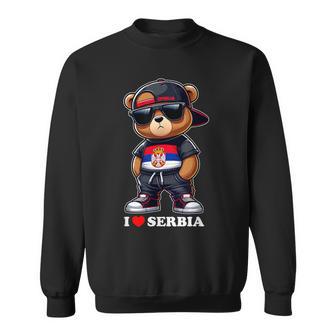 I Love Serbia Serbian Flag Teddy Bear Srbija Sweatshirt - Seseable