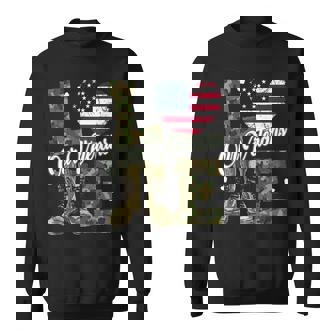 Love Our Veterans Heart Usa Flag Camouflage Army Boots Proud Sweatshirt - Thegiftio UK