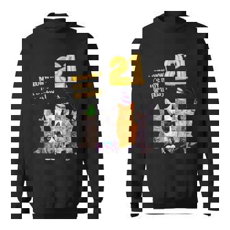 Men Ladies Cute Cats 21st Birthday Meow T-Shirt Sweatshirt - Monsterry
