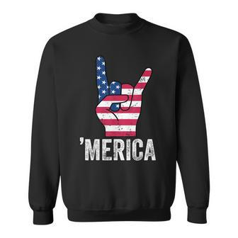 Merica Rock Sign America Flag Boys 4Th Of July For Men Sweatshirt - Monsterry UK