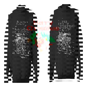 Merry Christmas Biker Santa Xmas Motorcycle Big Bike Dad Men Sweatshirt - Monsterry