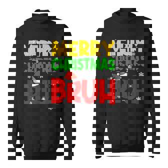Merry Christmas Bruh Xmas Santa Claus Snow Flake Boys Sweatshirt - Thegiftio