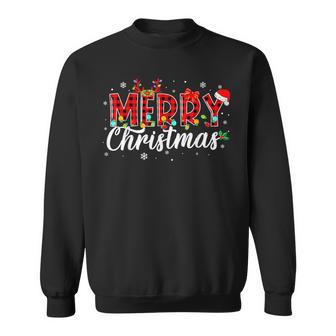 Merry Christmas Buffalo Plaid Red Santa Family Matching Xmas Sweatshirt - Monsterry