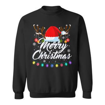 Merry Christmas Red Santa Hat Reindeer Xmas Matching Family Sweatshirt - Thegiftio UK