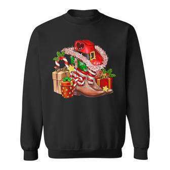 Merry Christmas Y'all Western Country Cowboy Boots Sweatshirt - Thegiftio UK