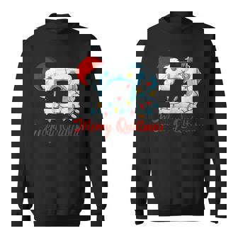 Merry Quiltmas Knitting Sewing Santa Christmas Quilter Sweatshirt - Monsterry