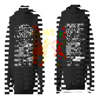 Merry Thanksmas Thanksgiving Christmas Turkey Santa Dabbing Sweatshirt - Monsterry