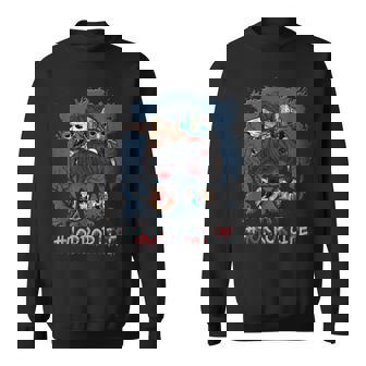 Messy Bun Horror Life Mom Killer Character Halloween Costume Sweatshirt - Monsterry