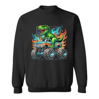 Monster Truck Dinosaur Birthday Party Monster Truck Boy Sweatshirt - Thegiftio UK