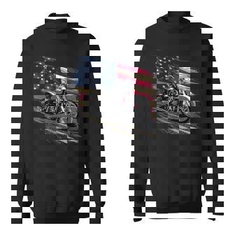 Motorcycle Distressed American Flag Sweatshirt - Thegiftio UK