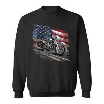 Motorcycle Distressed American Flag Sweatshirt - Thegiftio UK