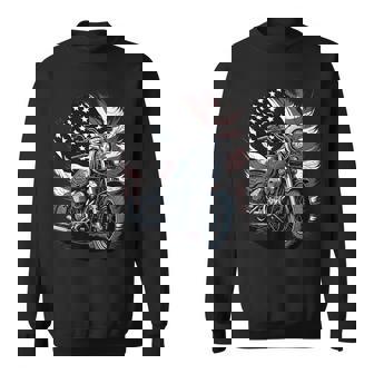 Motorcycle Vintage American Flag 4Th Of July Retro Biker Sweatshirt | Seseable UK