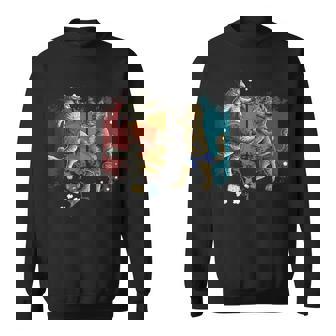 Muay Thai Martial Arts Cats With Mouse Running And Cheese Sweatshirt - Monsterry