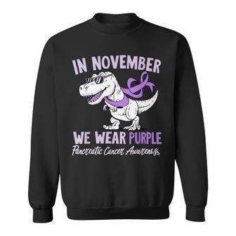 In November We Wear Purple Cure Pancreatic Cancer Awareness Sweatshirt - Thegiftio UK